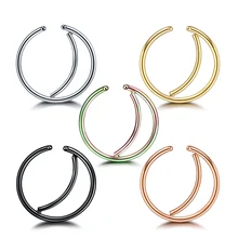 5 шт./лот сталь смешанные цвета поддельные носа перегородки Кольца пирсинг для хрящевой части уха Tragus спираль поддельные ореха ювелирные изделия для пирсинга тела 20 г