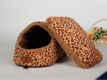 

1pcs pet dog cat fashion Leopard house doggy warm soft kennels puppy washable bed dogs products pets supplies S M