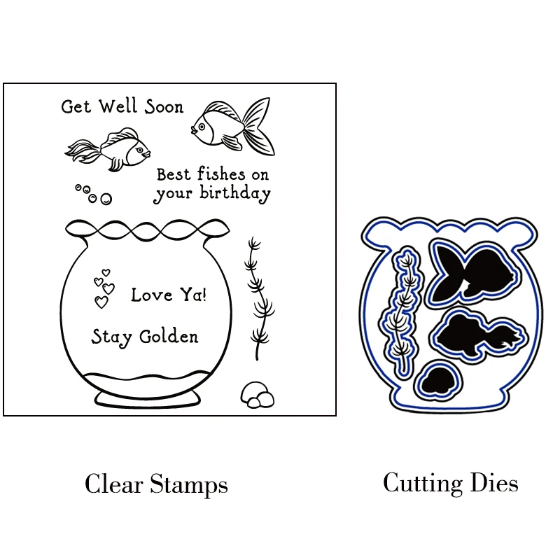 

ZhuoAng Goldfish bowl Transparent Stamp/Seal for DIY Scrapbooking/Photo Album Decorative Card Making Clear Stamps Supplies