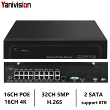 16CH 4K POE NVR H.265/H.264 32CH 5.0MP ONVIF UHD 4K NVR DVR видеорегистратор IP камера видеонаблюдения Система видеонаблюдения 2 SATA