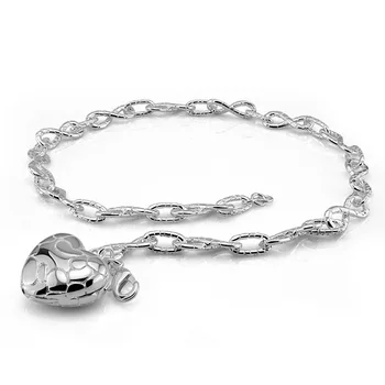 

Solid silver heart-shaped pendant.New fashion women 925 sterling silver necklace.10 mm48cm silver necklace.Charming lady jewelry