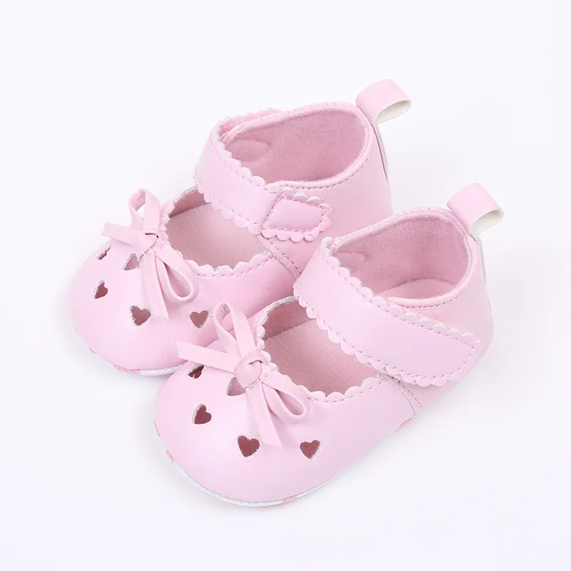 Мягкие детские туфли для новорожденных девочек Нескользящие кроссовки с бантом CZ08 - Цвет: Pink