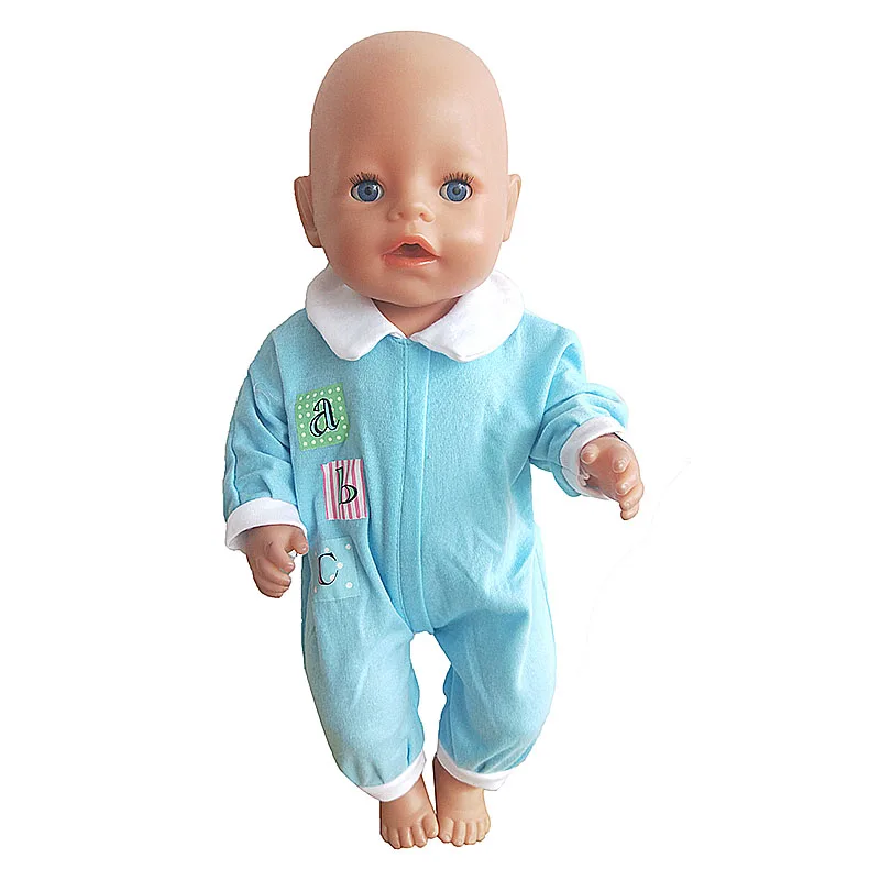 Abc blue coverall for 43cm zapf doll baby born Doll accessories The