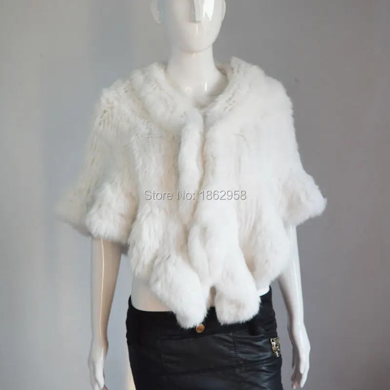С фабрики SJ1004 натуральный белый модный Falbala большой размер мех кролика накидки для девочек свободный размер