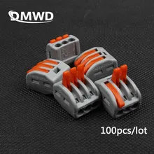 100 шт. PCT-213 PCT213 222-413 Универсальный компактный проводной разъем проводки 3 pin, проводниковый блок выводов AWG 28-12