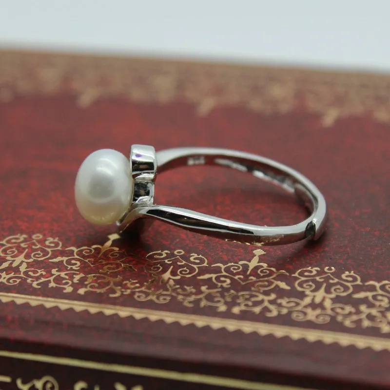 Sterling Silver Scroll Ring set with 6mm Iris Freshwater Pearl