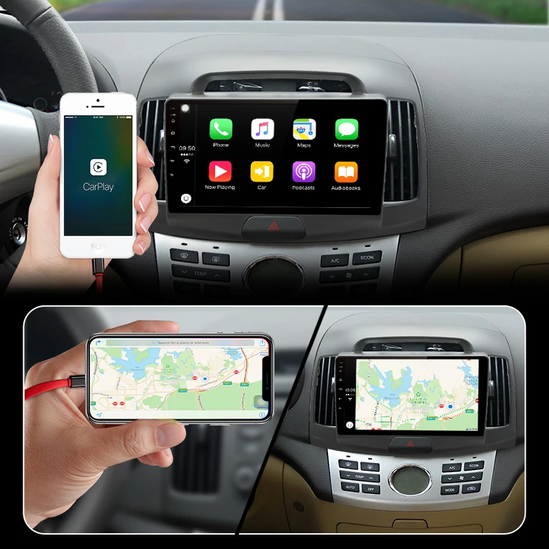 Best AWESAFE 4G+64G Android 8.1 CarPlay DSP Car Radio Multimedia Video Player Navigation GPS WiFi 2 din For Hyundai Elantra HD 2010 3