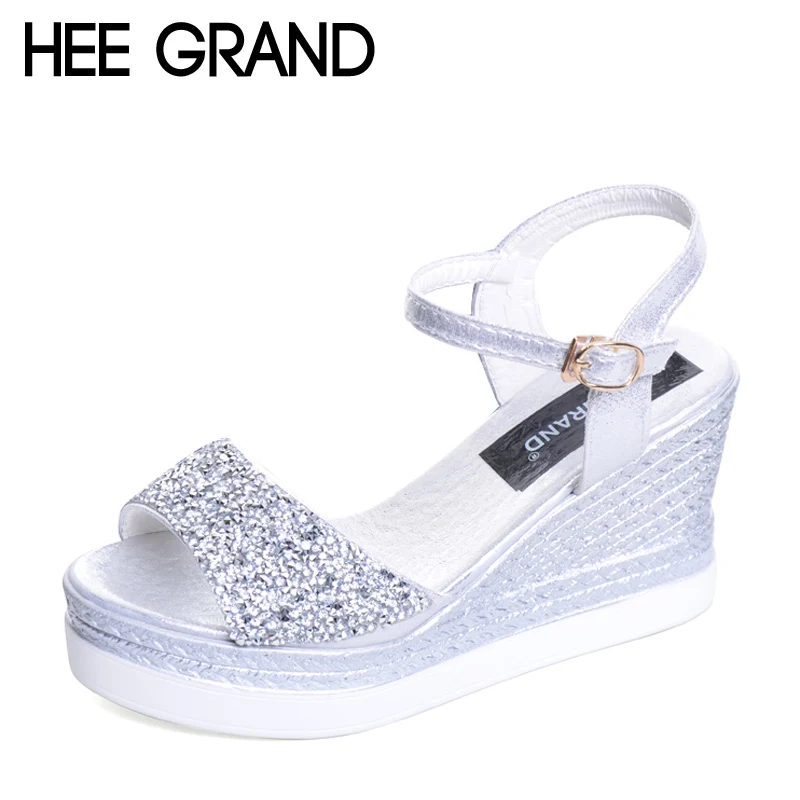 HEE GRAND Summer Glitters Wedges 2017 New Gladiator Sandals Platform