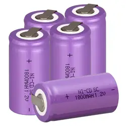 11 шт. Sub C SC аккумуляторной батареи 1.2 В 1800 мАч перезаряжаемый аккумулятор Ni-Cd аккумулятор с вкладки 4.25*2.2 см-фиолетовый цвет