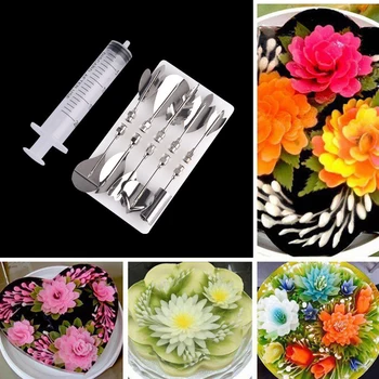 

10Pcs Flowers Leaves 3D Jelly Flower Art Tools Jelly Cake Gelatin Pudding Nozzle Syringe Nozzle Set Cake Decorating Accessories