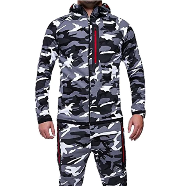 Vertvie Camouflage Running Sets Men Sports Suits Camo Male Training ...