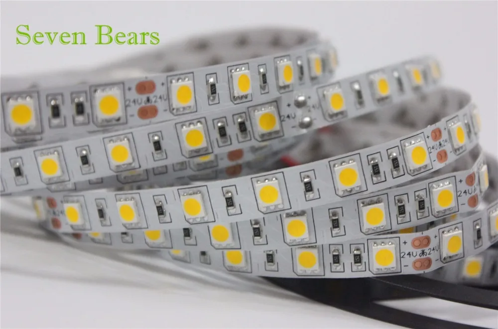 IP20/65 DC24V Светодиодная лента 5050 24 В SMD 5 м 300 светодиодов 60 светодиодов/м белый/теплый