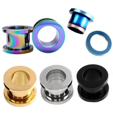 2 шт Стальные Винтовые беруши, тоннель, серьги, измерительные приборы, полый пирсинг для уха, туннели, расширители кольца, пирсинг тела, украшения