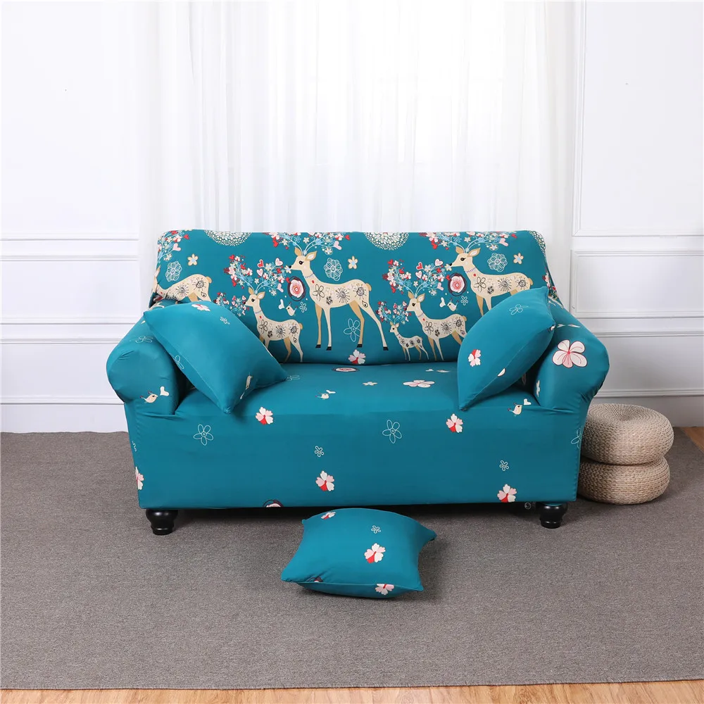 Sectional Sofa Cover All-inclusive CouchCase Tight Wrap Elastic Slipcover blue Cartoon Christmas Deer flower Printed 1/2/3/4seat Sectional Sofa Cover All-inclusive CouchCase Tight Wrap Elastic Slipcover blue Cartoon Christmas Deer flower Printed 1/2/3/4seat