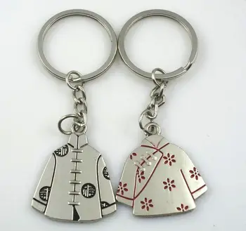 

1lot=30pair!chinese retro cloth Couple metal Fashion creative key ring/Valentine's Day ,wedding gift/party Favors gift