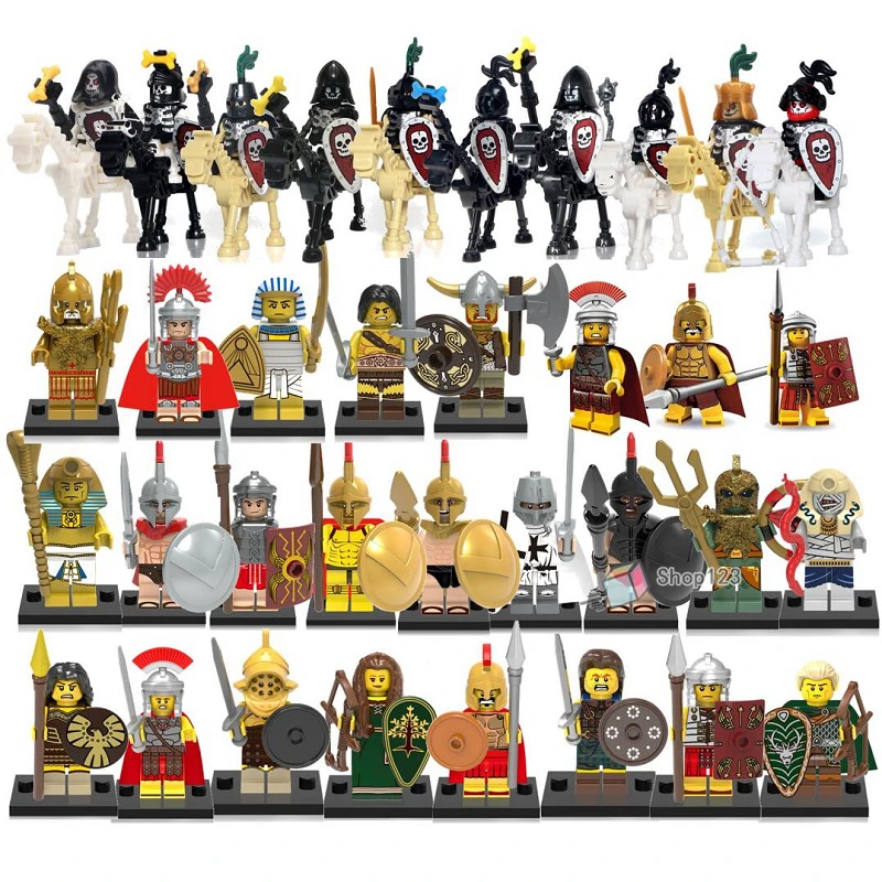 

Medieval Castle Roman Knight Armor Skeleton Egypt Egipto Brick Building Block The Lord of the Rings Toys Gift