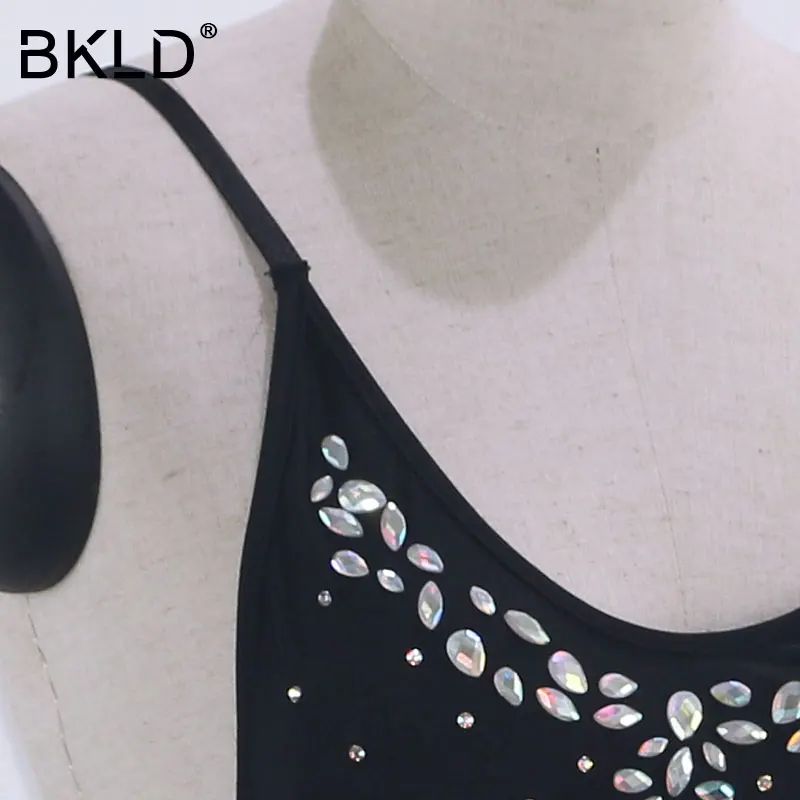 BKLD 2018 New Fashion Elegant Rhinestone Embellished Patchwork Women Sleeveless Bandage Jumpsuits Sexy Summer Backless Bodysuits