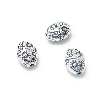 

50PCS 8*6MM Antique Silver Color Zinc Alloy Beads with Flower charm,pendant Fashion Jewelry Findings Accessories