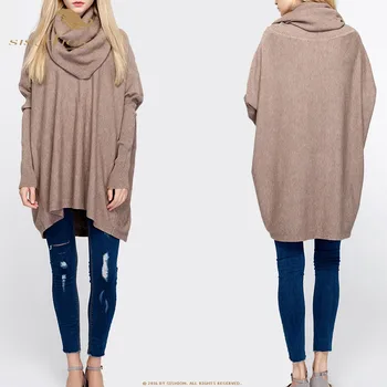 

SIHSION Autumn Winter Fashion Turtleneck Knitted Sweater Women QY0227 One Size Loose Solid Batwing Sleeve Pullovers Sweater