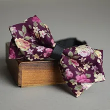 Фиолетовый цветок с острым носком пункт двойной слой галстук-бабочка, цветочный галстук-бабочка, свадебные галстуки, деревенский бабочки способа