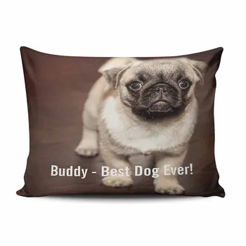 

Pillowcases Brown Personalized Pug Dog Photo and Your Pug Dog Name Cushion Decorative Rectangle 20X30 Inch Boudoir Size Throw Pi