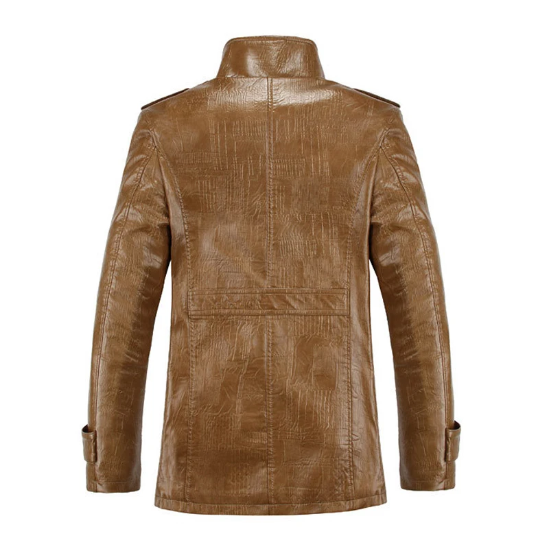 Кожаная мужская куртка, зимняя, толстая, внутренняя шерсть, искусственная кожа, пальто, мужское, повседневное, термо, стоячий воротник, искусственная кожа, пальто, теплая куртка, YA466