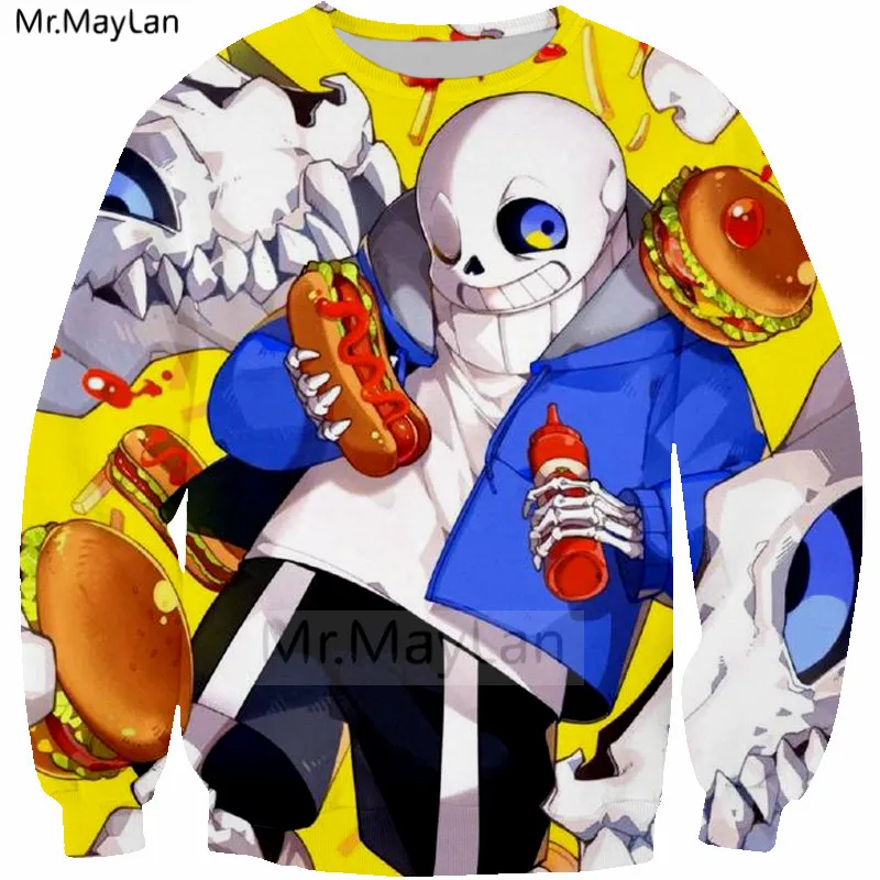 

Funny 3D Print Game Undertale Sans Eating Hamburg Ketchup Sweatshirt Men Hip Hop Streetwear Hoodies Boy Hipster Coat Clothes 5XL