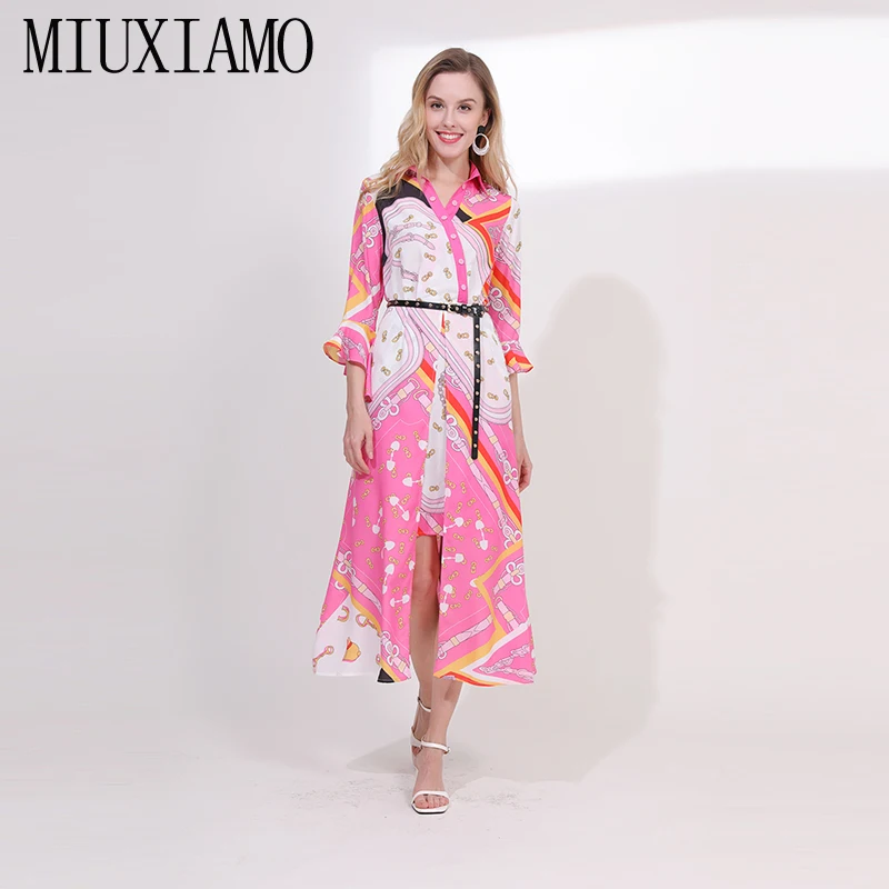 Женское длинное платье MIUXIMAO Хлопковое длиной до щиколотки с поясом весна лето