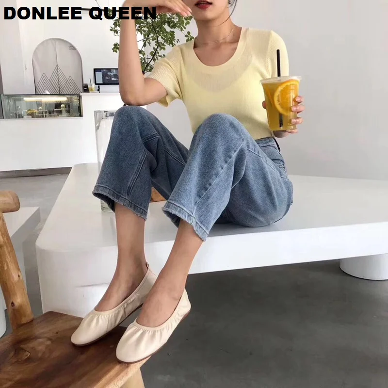 Женские балетки на плоской подошве DONLEE QUEEN мягкие плиссированные с закругленным