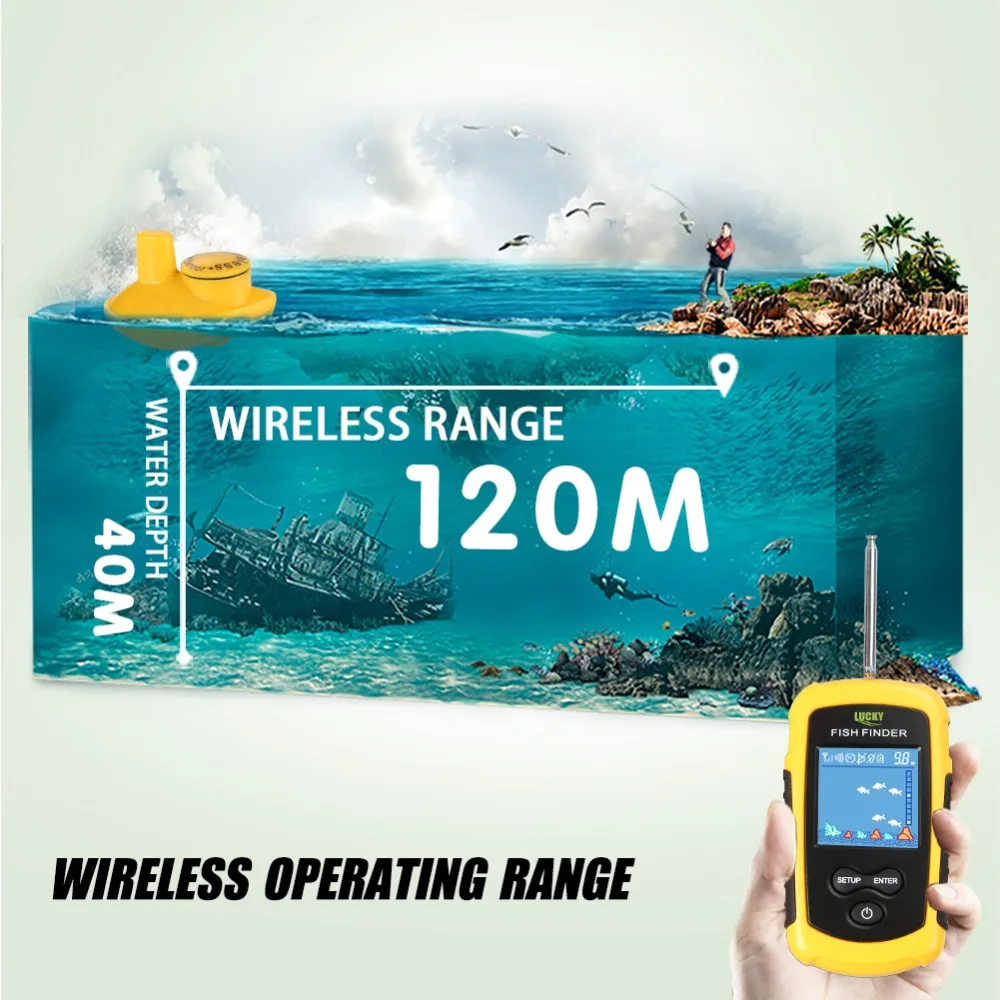120M Fishing Finder Wireless Fishing Lure LCD Color Screen Sonar Echo Sounder Alarm Fish Finder (8)