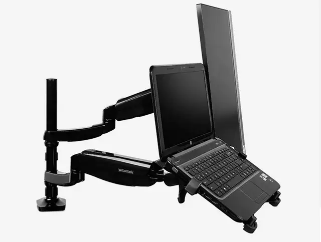 Us 75 0 Double Arm Laptop Table Stand Notebook Desk Mount Monitor Bracket With Holder In Tv From Consumer Electronics On