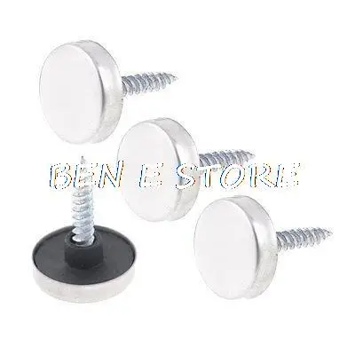 

4 Pcs 18mm Dia Stainless Steel Mirror Nails Fittings Silver Tone Black