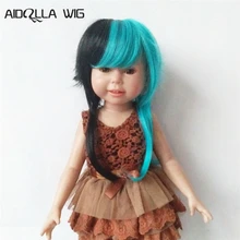 Кукла аксессуары черный и синий с челкой и 2 плетеные хвостики куклы парики для американские куклы Девушка 18"