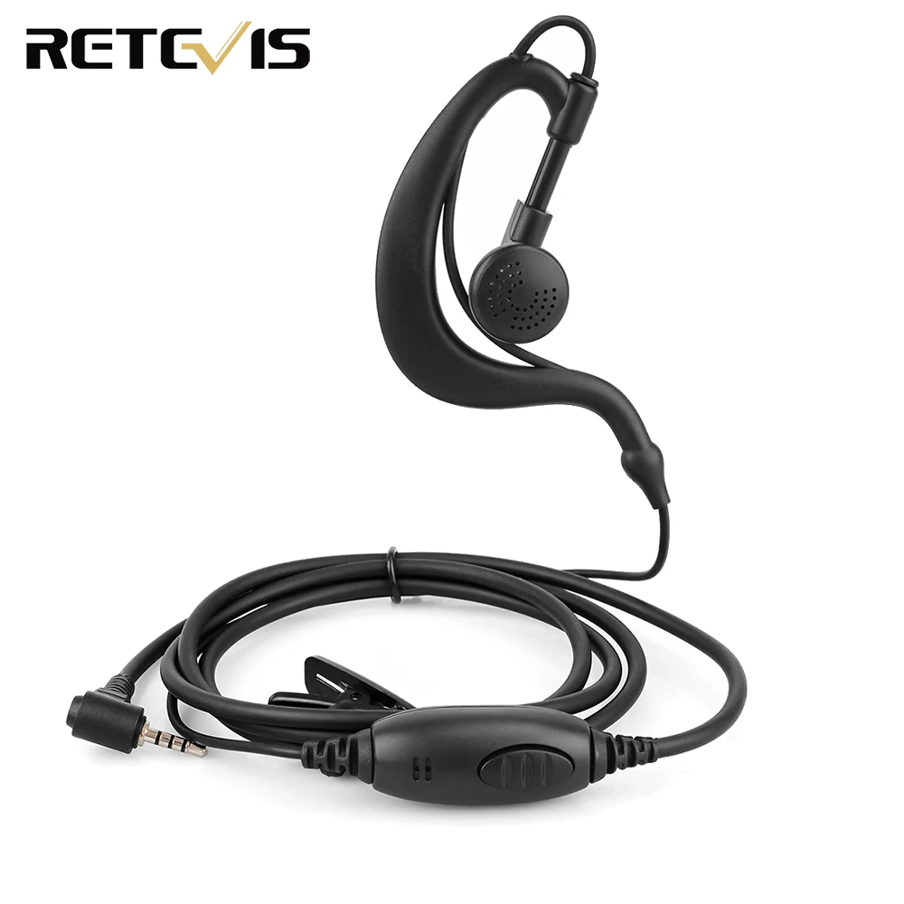 

EE090Z Black 1-Pin 2.5mm PTT Speaker MIC Ear-hook Earphone for RETEVIS RT20 Mini Walkie Talkie Business Radio