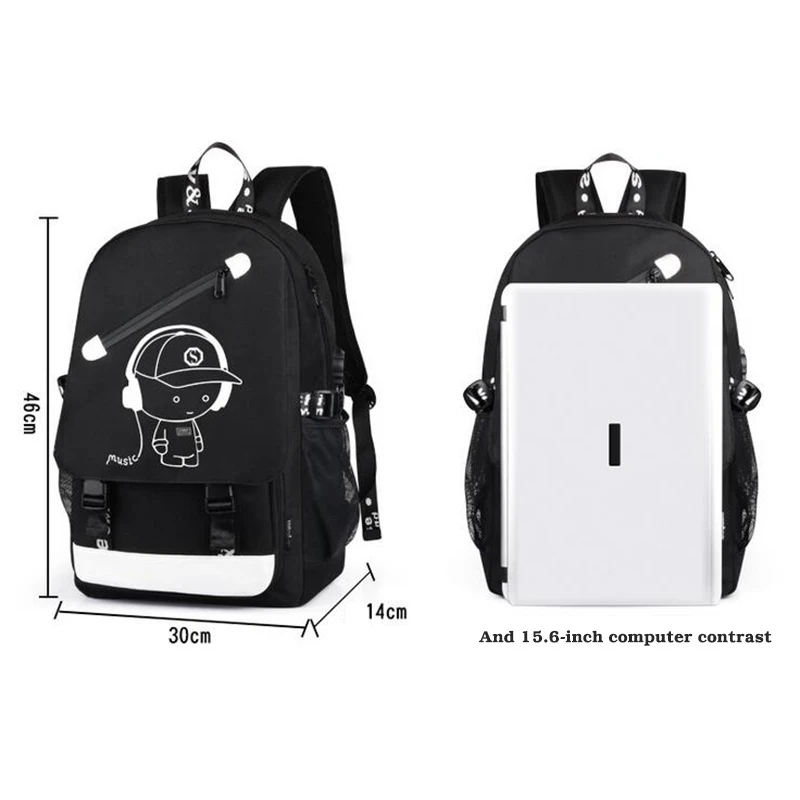 2018 hombres de la manera Mochila adolescentes Luminous School bolsas Anti-thief Mochila carga USB portátil mochilas viaje Mochila Masculino