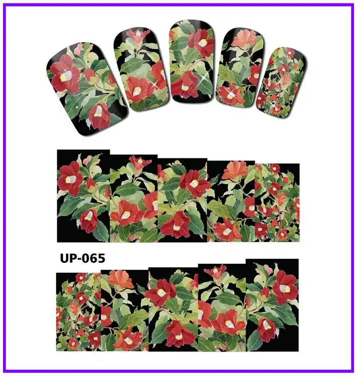 UPRETTEGO 12 упак./лот переводка NAIL ART наклейки на ногти слайдер полное покрытие цветочное рождественское розовое китайская Астра тысячелистник UP61-72