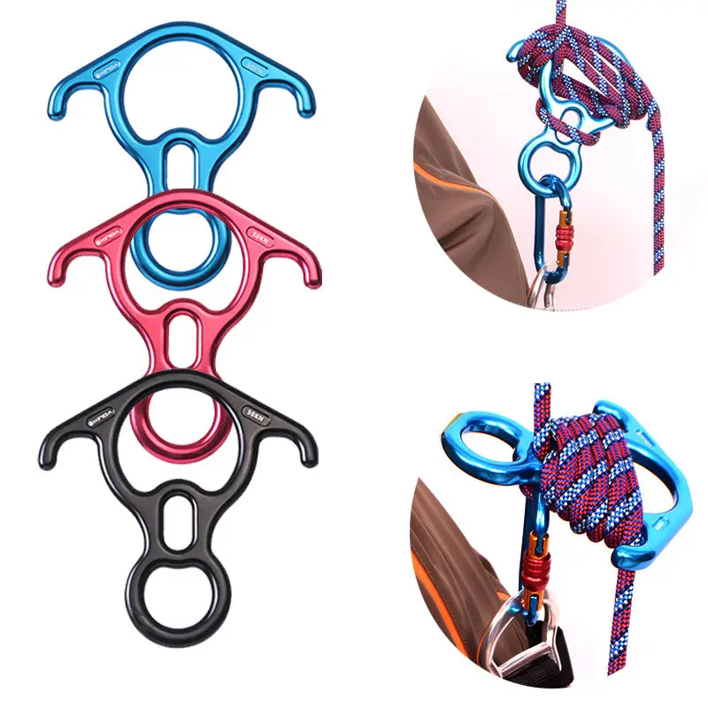 Skup Nowy 50KN ze stopu aluminium ze stopu magnezu, rysunek 8 Descender do wspinaczki wspinaczka Rescue dostęp linowy Abseil wspinaczka akcesoria