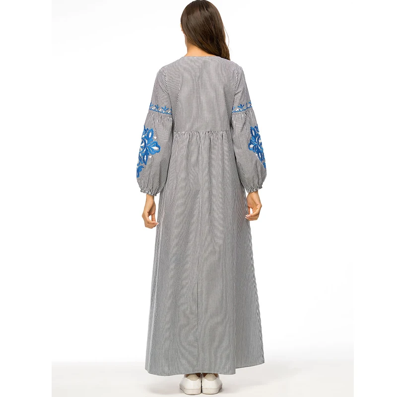 Vestidos 2019 весеннее Полосатое abaya Дубай Турция Арабский мусульманский платье хиджаб
