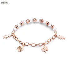 316l браслет из нержавеющей стали для женщин очаровательные браслеты ювелирные изделия небольшой браслет из бусин Женская цепочка золотистого цвета цепочка браслет