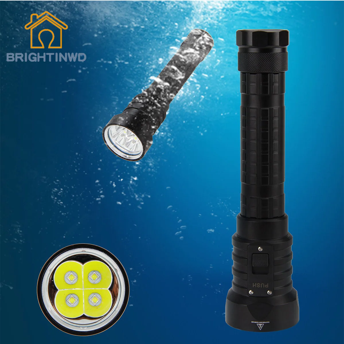 

BRIGHTINWD LED 4L2 Flashlight Waterproof 100 Meters Charging Light 26650 Flashlight Professional Diving Self-defense