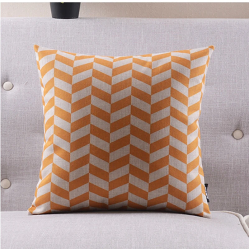 Orange striped Cushions Home Decor soft Cotton Linen Throw Pillow Modern creative Seat Cushion ...