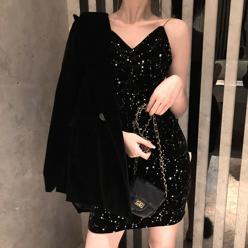 

Women's Lovely Dresses Chic Ins Kawaii Sleeveless V-neck Velvet Harness Dress Girl Sweet Korean Punk Clothes For Women Female