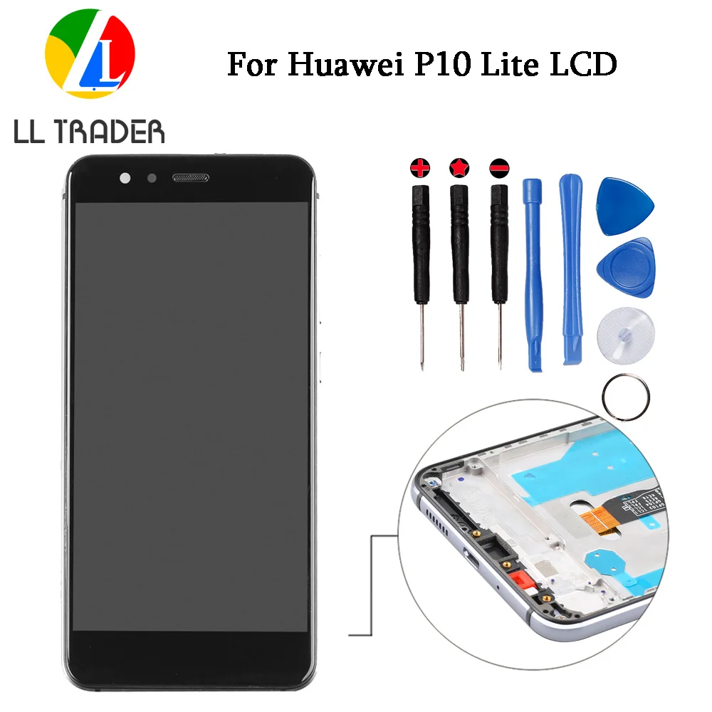 

LL TRADER LCD Display Assembly for Huawei P10 Lite Screen Replacement Pantalla P10 Lite Touch LCD Digitizer Black+Frame+Tools