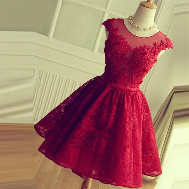 Dark Red Short Prom Dress
