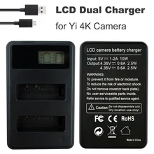 LCD USB Dual YI 4K Charger For xiaomi Yi Xiao yi 4k Action Camera AZ16-1 Battery chargers xiaoyi YI II 4k+ Lite Accessories original yi 4k plus action camera 2 19 ambarella h2 for sony imx377 12mp 155 degree 4k ultra hd yi 4k sports action camera