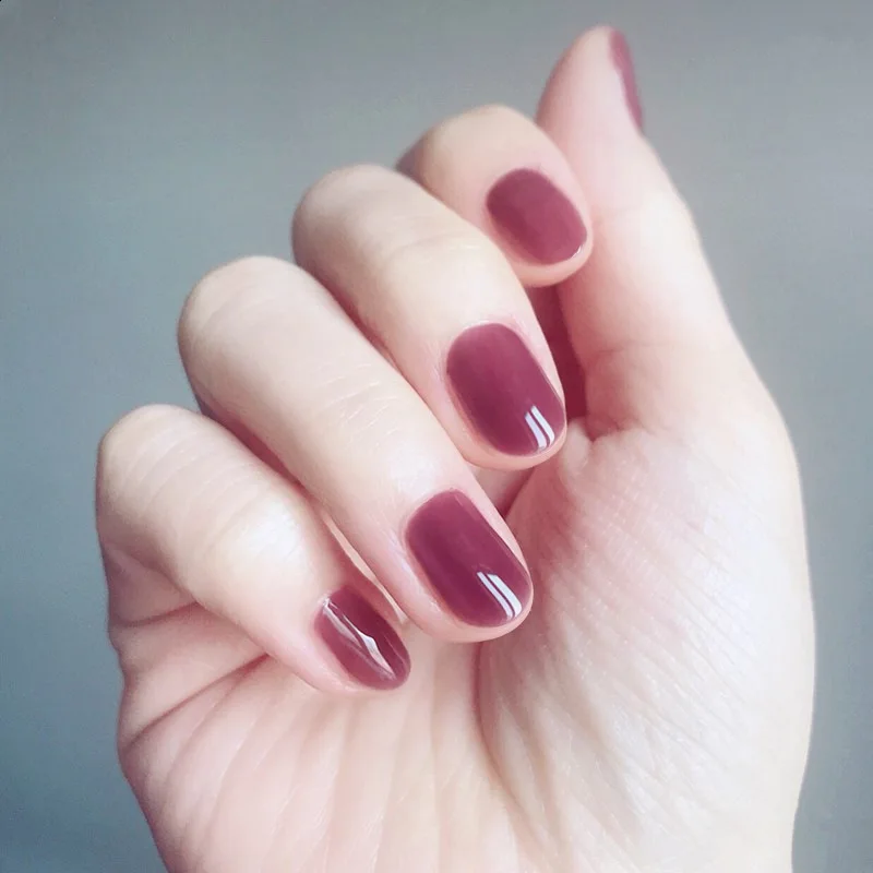 

24pcs Cherry Red False Nails Full Cover Artificial Purple Pink Color Design Fake Nails Press On Nail Tips Short Nail Art Tips