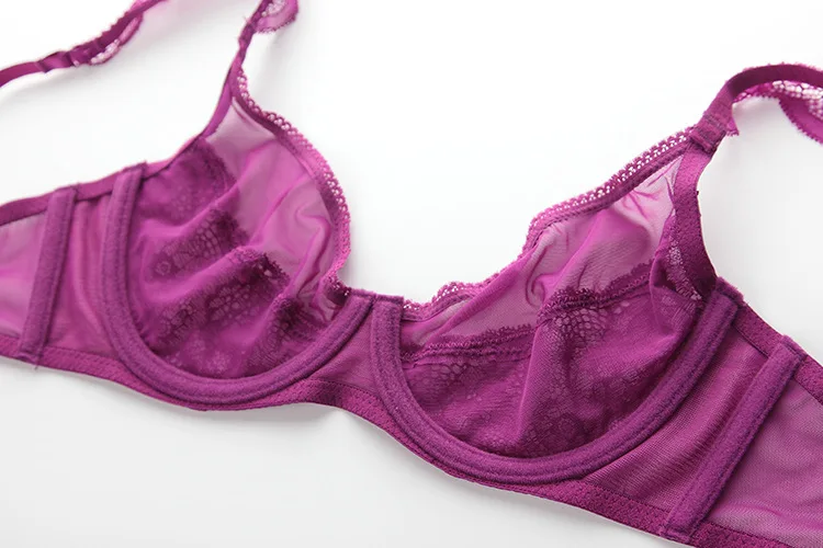Sexy Mousse 75-85B C D Cup Bra slim black Bra Set 3/4 Cup Elegant palace Lingerie Underwear Set For Women