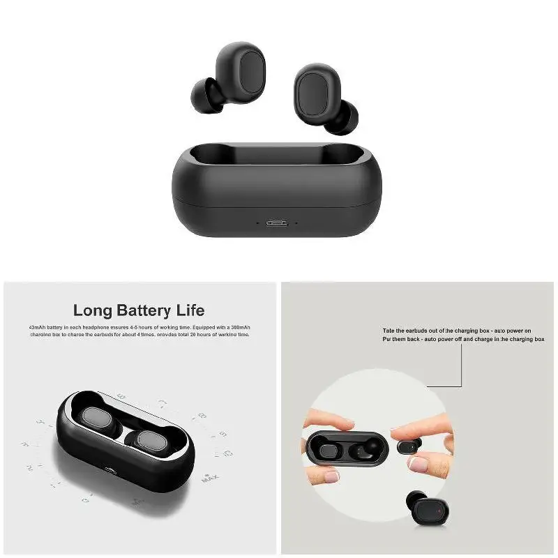 

Wireless Earphone In-ear Stereo HiFi Waterproof Sports Bluetooth earphone with Charging Pod @JH