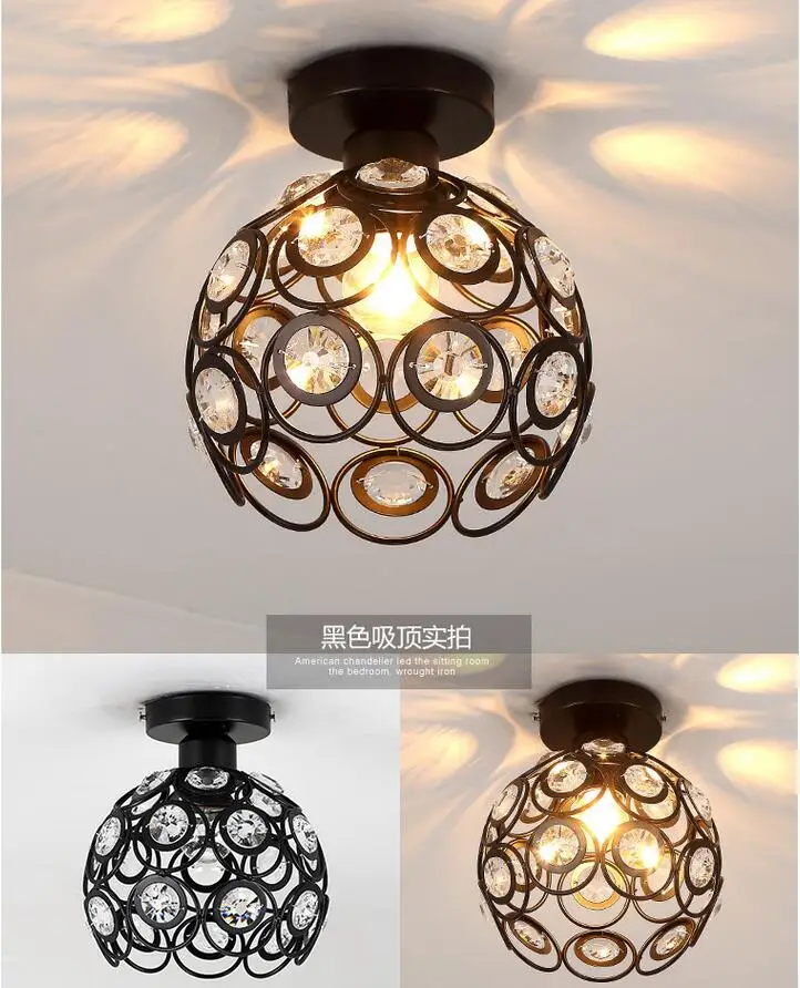 Роскошные прихожей светодиодный потолочный светильник с Стекло абажур K9 с украшением в виде кристаллов декоративная лампа для открытого монтажа для Гостиная