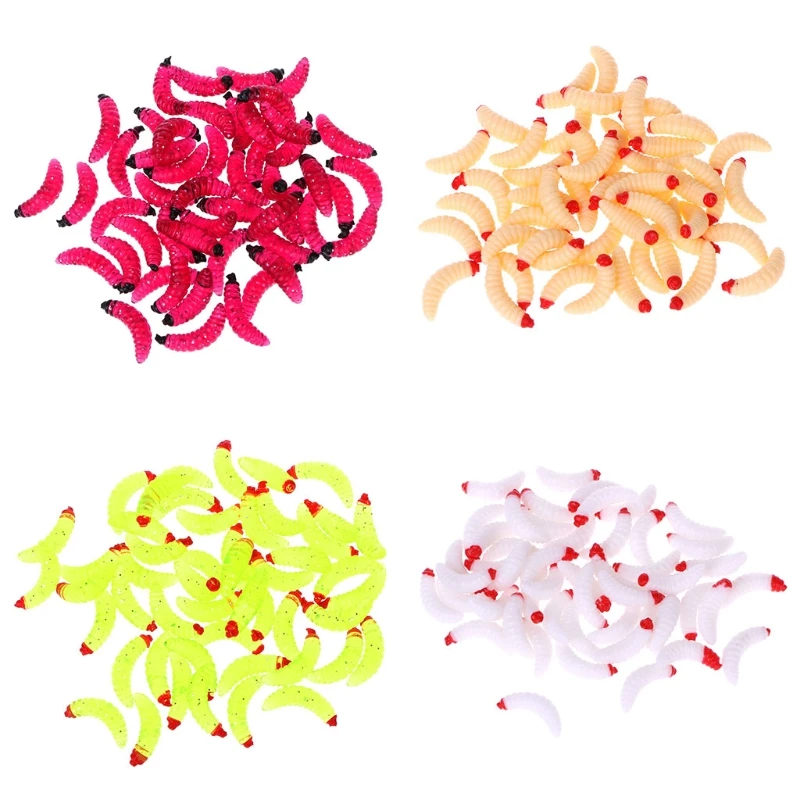 

50pcs Fishing Bait Simulation Worm 2.4cm0.5g Soft Lure Artificial Tackle 4 Color